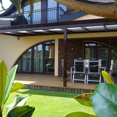 Modern gazebo design in winter